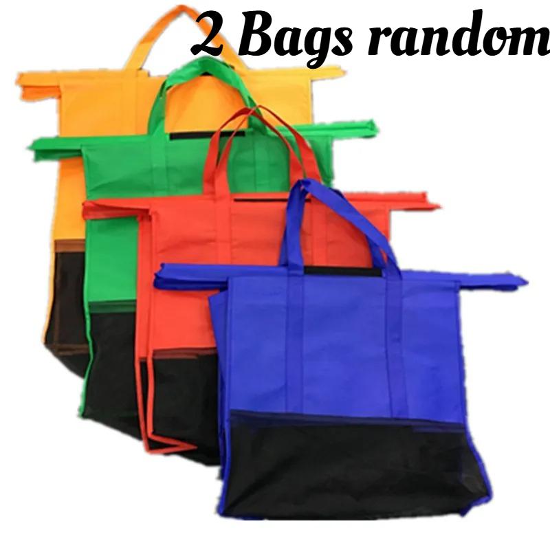 

2/4Pcs Reusable Foldable Shopping Tote Bag for Supermarket Cart, Nonwoven Storage Sack, Eco-Friendly, Rip-Resistant Grocery Bag
