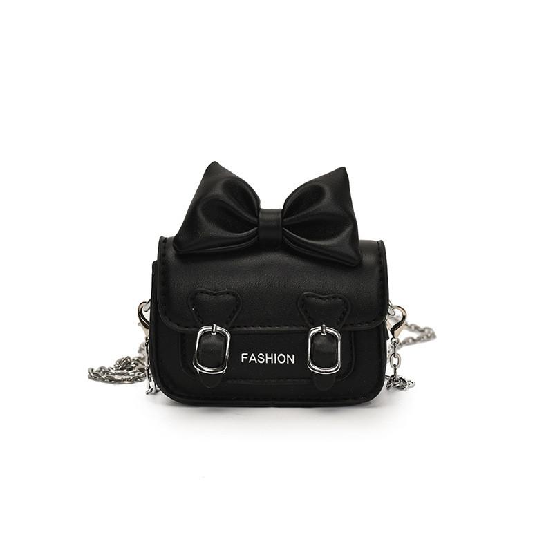

Letter Pattern Bow Solid Color Leather Children Shoulder Chain Bag Shoulder S