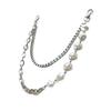 Trendy Euro-American Hip-Hop Pearl Patchwork Waist Chain  Cool Jeans Pocket Chain with Metal Chain and Pearls Unisex
