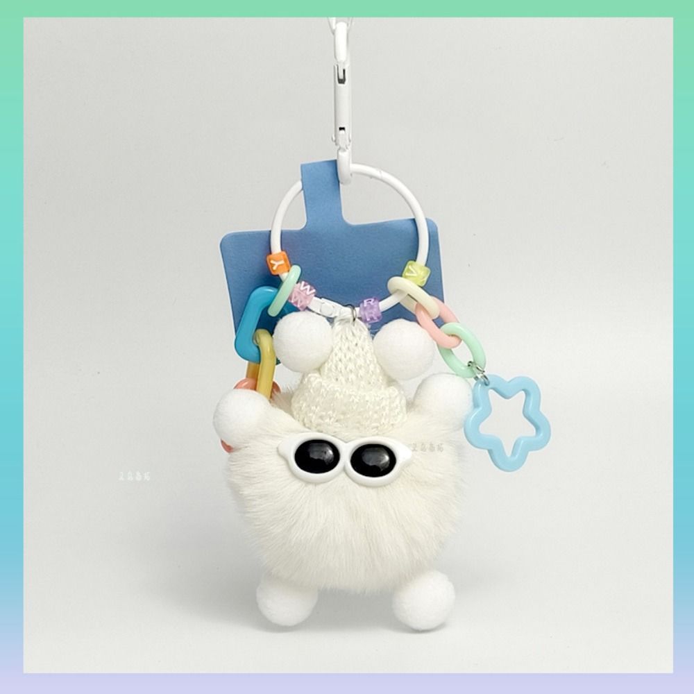 Cute Gifts Lovers Elf Rex Rabbit Hair Fashion Diy Couples Keychain Kawaii Phone Lanyard