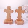Standing Wooden Crucifix Statue Tabletop Religious Figurine Spiritual Christian Gift for Church Home Office Table Decor