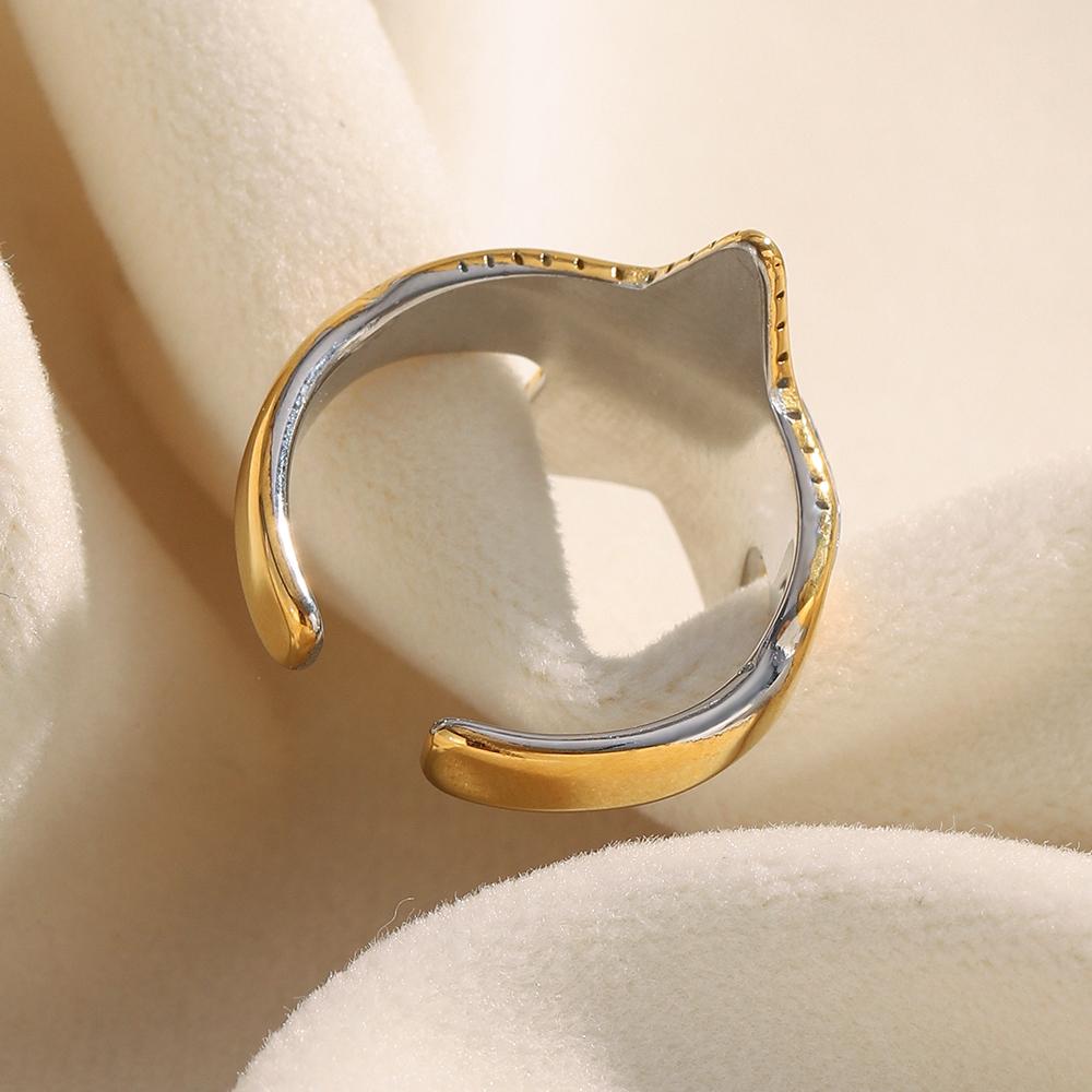 MamacitaSlay 316L Stainless Steel Two Color Starfish Open Ring Waterproof 18K Gold Plated Jewelry Women's Charm Ring Ornament