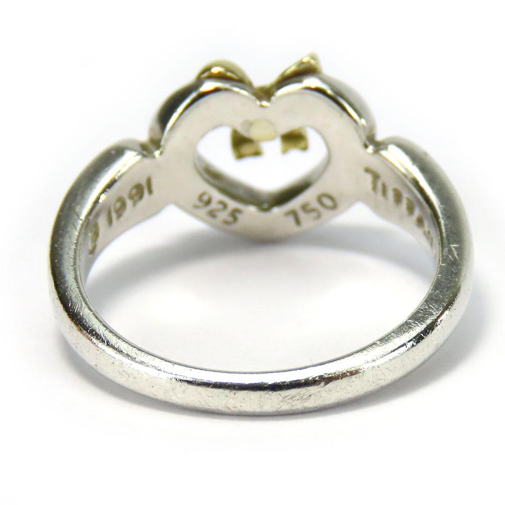 Used TIFFANY&Co. Ring Heart Ribbon EU#50.5 Silver925/K18 Yellow Gold 3.5g Silver Yellow Gold
