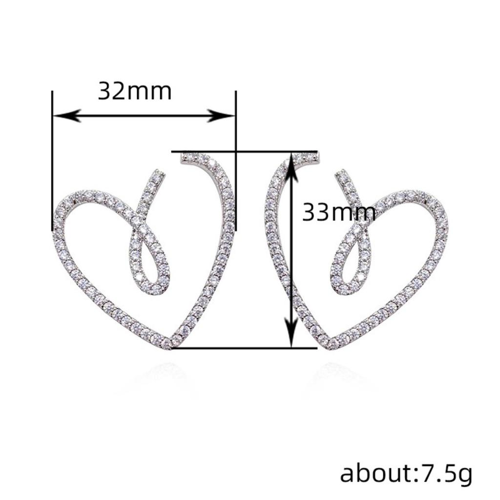 Open Heart Outline Dangle Earrings for Women Sparkly Pave Love Shape Drop Earrings Elegant Party Jewelry