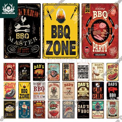 Dekor PAPPS BBQ Skylt Plåtskylt Vintage Plakett Metall Väggdekor för Barbecue Bar Pub Kök Partyzon Järnmålning