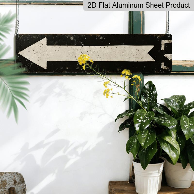 2D Flat, 1pc, 3.94 X 15.74 Inches Aluminum Decorative Sign - Vintage Rustic Wall Plaque - Distressed Directional Arrow Metal Sign with Aged End