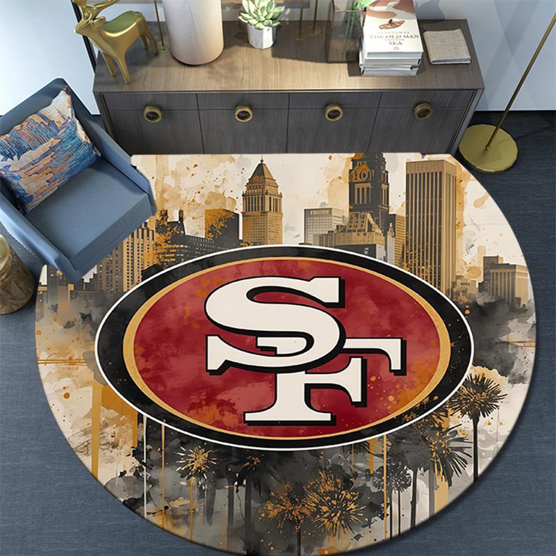 San Francisco 49ers2, Rond Vloerkleed, Tapijt voor Woonkamer Slaapkamer Bank Speelkamer Decoratie, Antislip Vloermat
