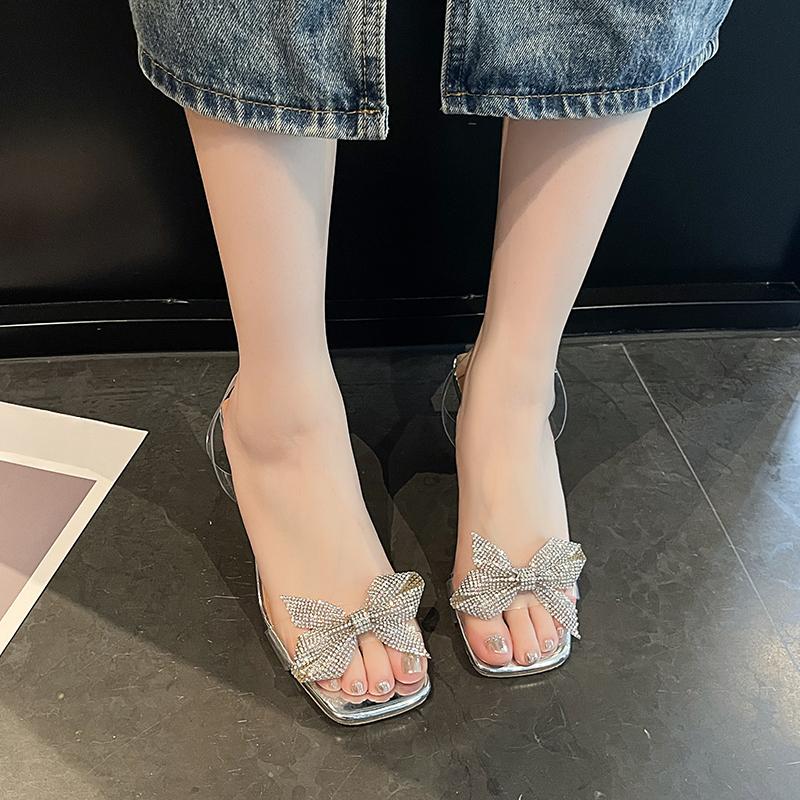 2026 Woman Butterfly Heeled Sandals Women's Sandals Summer Transparent High Heels Sandals Elegant Stiletto Slingback Shoes