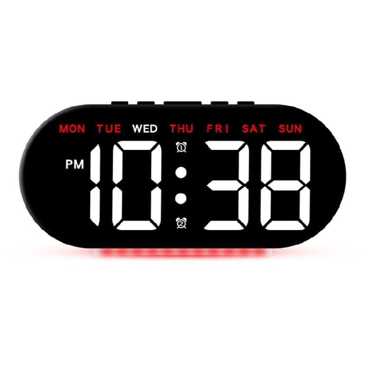 

Elegant Bedside Clock With Large Led Screen Date Time Temperature Display For Students Bedroom or Study