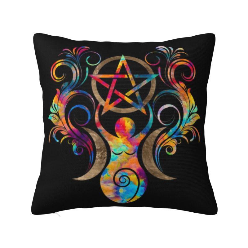 Custom Nordic Pentagram Pentacle Cushion Cover for Sofa Soft Triple Moon Goddess Pagan Wiccan Throw Pillow Case Home Decor
