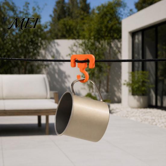 Quick Install Rope Hanger Tent Hook, Multifunction Outdoor Camping Secure Fit Storage Hook Durable Hiking Accessories, for Ropes Clotheslines Canopy