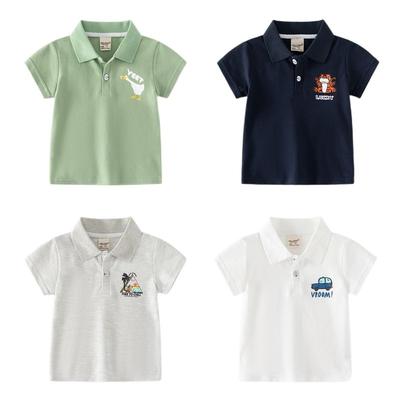 Summer Children's Half Sleeve Tiger Polo Shirt Boys Lapel Print Goose T-shirt Children Pearl Cotton Short Sleeve Clothes