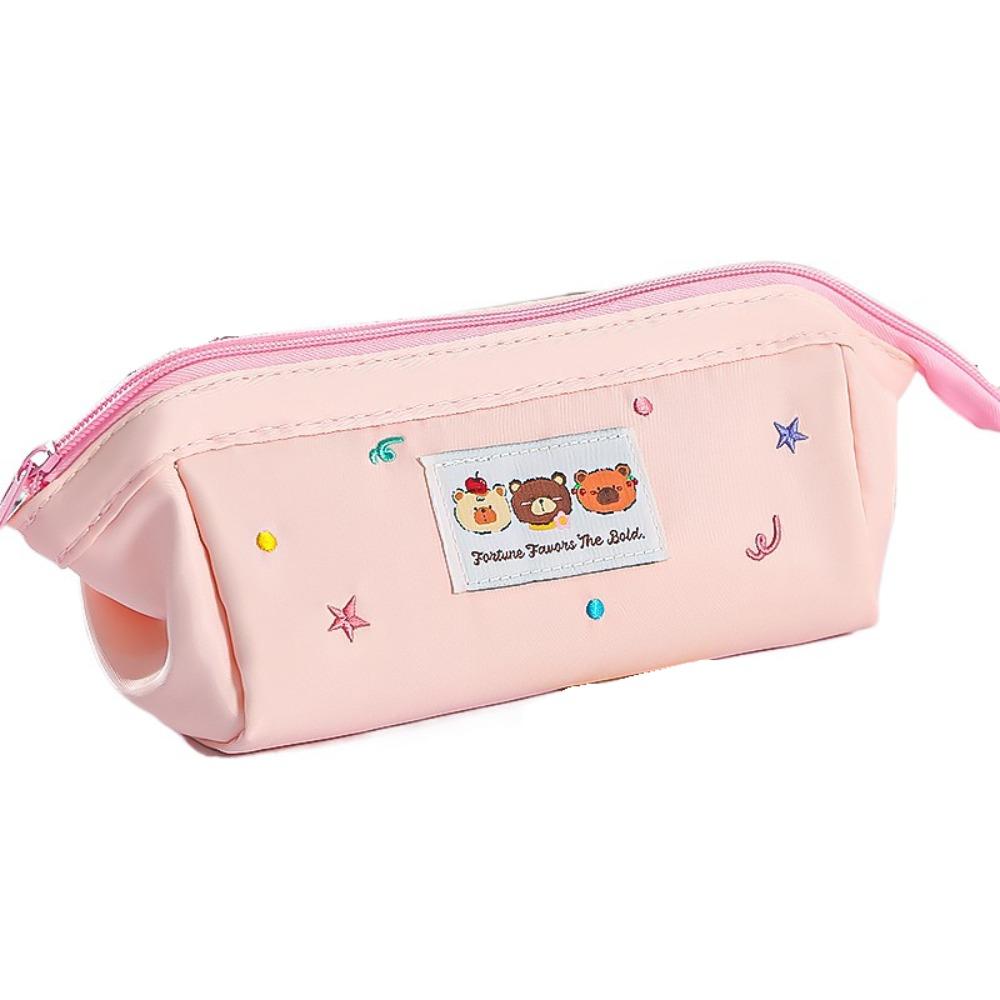 Embroidered Kawaii Pencil Bag Large Capacity Pen Pencil Case Stationery Bag  Student