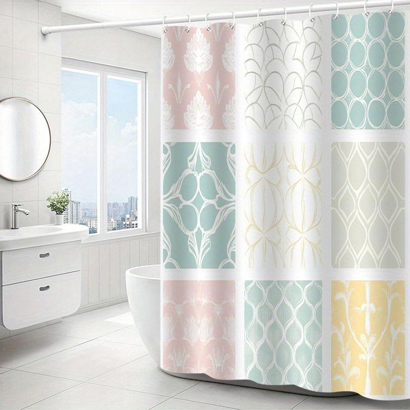 1pc Colorful Line Pattern Shower Curtain with Hooks, Bathroom Partition, Bathroom Accessories, Home Decoration