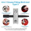 2Pcs 4-In-1 Grease Fitting Installation Tool For Hexagonal 3/8" 5/16" 7/16" Grease Zerk Fitting Tool For Install & Remove