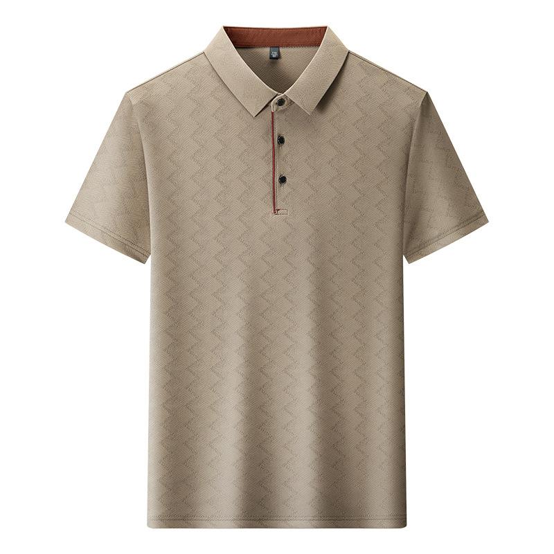 

Летняя мужская повседневная рубашка поло Ice Silk с коротким рукавом, дышащая футболка с воротником L