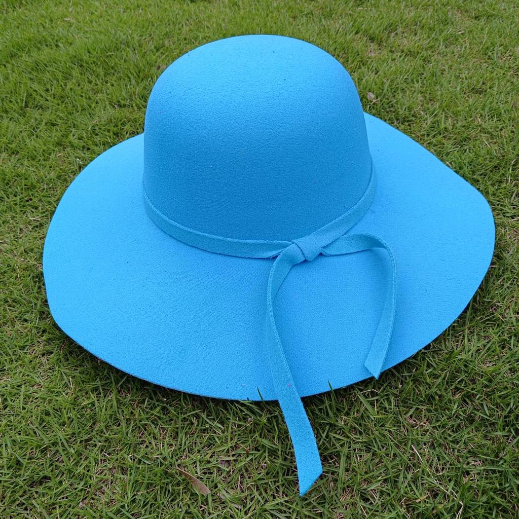 Female Hat French Retro Bowler Hat Women Wide-brimmed Wavy Fedora Hat Autumn and Winter Bow Hat Hat Adult Children Hat