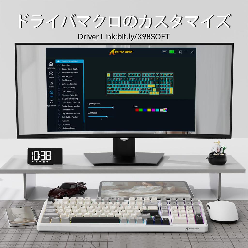 ATTACK SHARK X98 Gaming Keyboard, Wireless Bluetooth Keyboard, Blueberry Switches, Customizable Linear HIFI, Gasket Mount, PBT Keycaps, Hot Swap, 95%