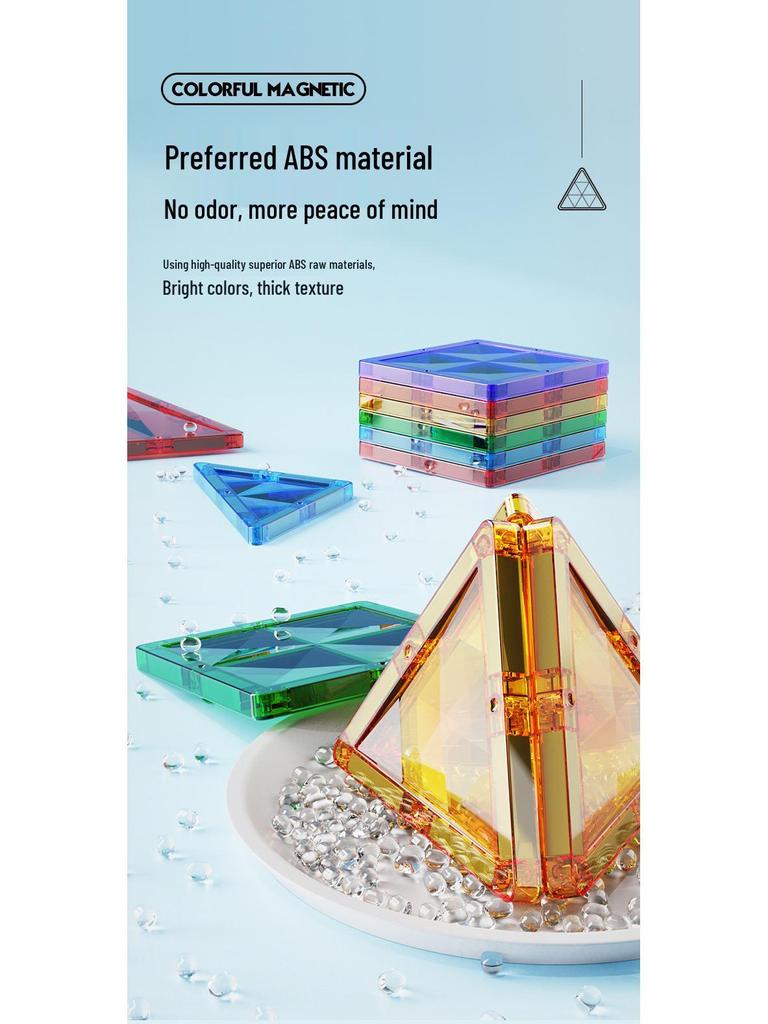 Diamond Surface Magnetic Tiles: Children's Educational Building Blocks & Jigsaw Puzzle Set