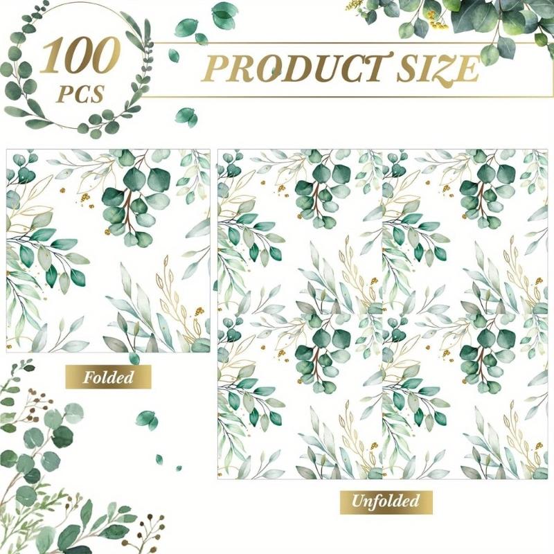 Biodegradable Decorative Leaf Designs Paper Napkins High Absorbency Gentle Skin Friendly for Event