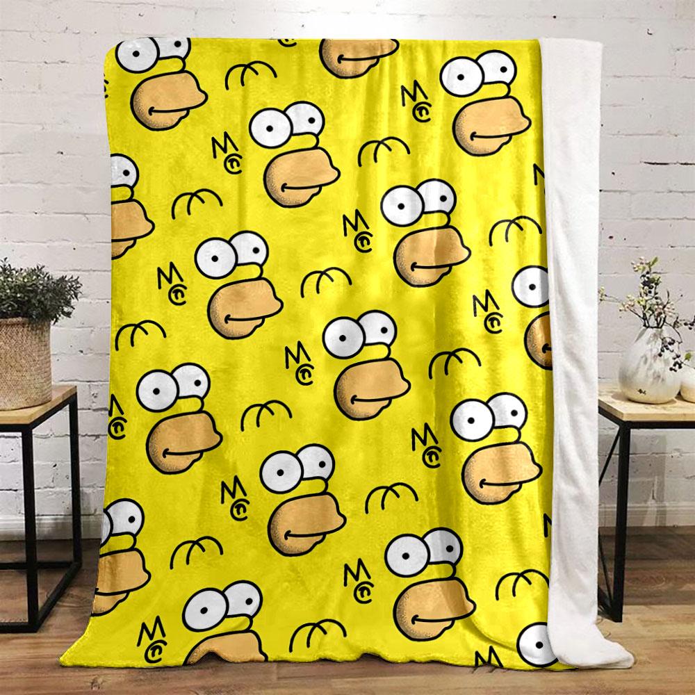 Cartoon Faces with Wide Eyes On a Yellow Background, Including "MC" Text. for All Seasons Blanket Lunch Break Throw Gift