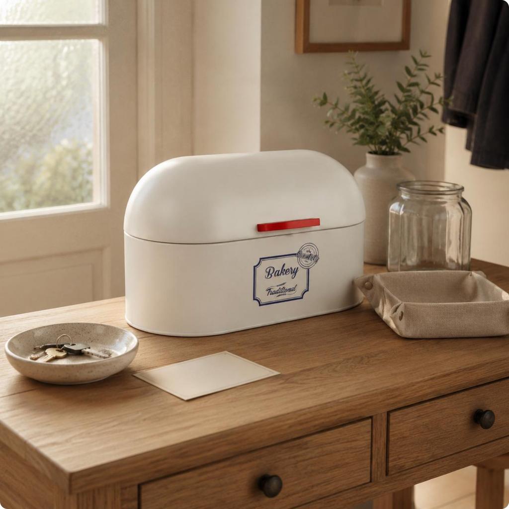 Dustproof Bread Box Retro Aesthetic Countertop Breadbox for Desk