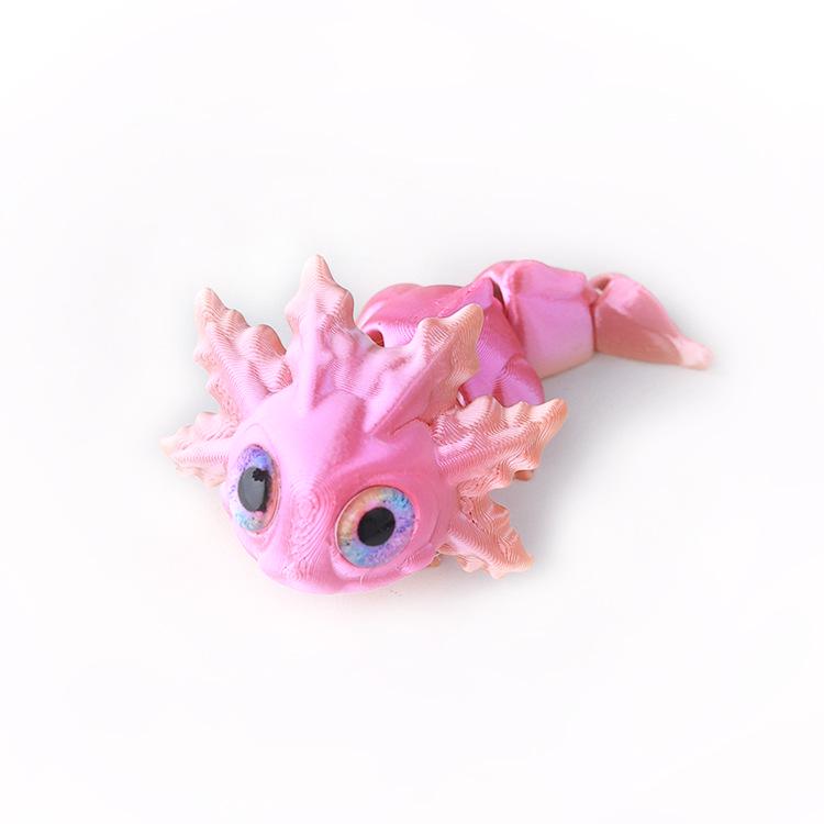 3D Printed Multicolor Articulated Salamander Toy Figurine
