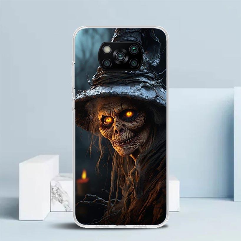 Halloween Moon Witch Horror Soft Cover for Xiaomi Poco F7 Ultra X7 X6 X5 Pro M7 Phone Case Redmi 15 15C 13 13C 12 12C 10 10C Pri