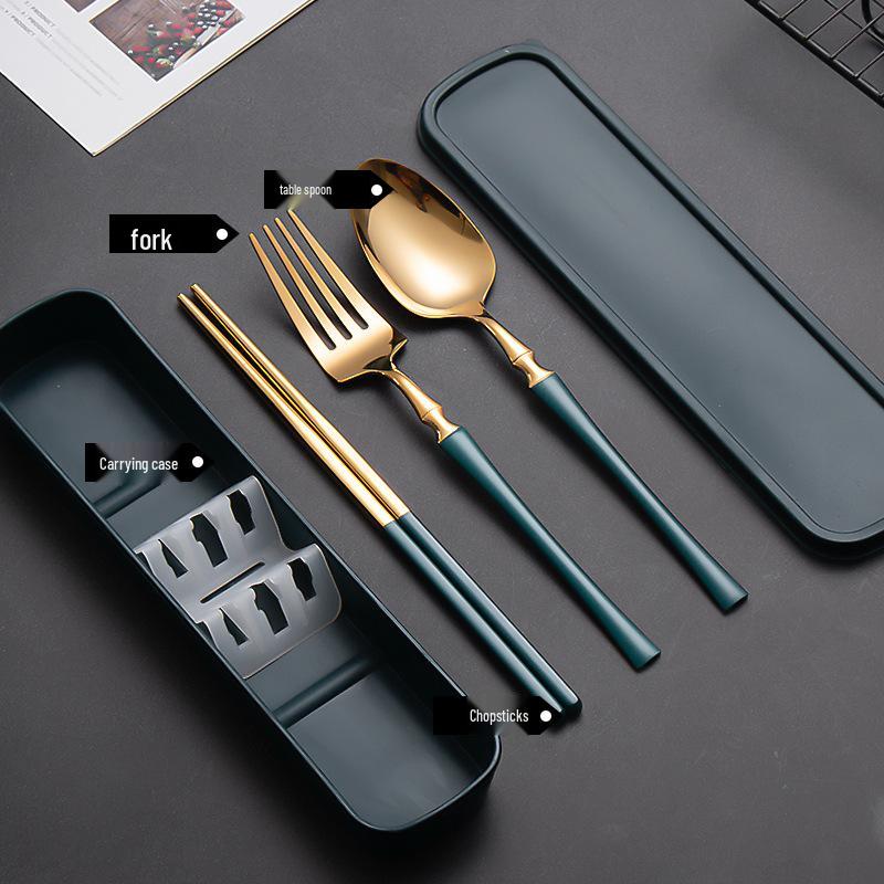 Slim Waist Portable Stainless Steel Cutlery Set: Spoon, Fork, Chopsticks - Japanese Tableware for Students