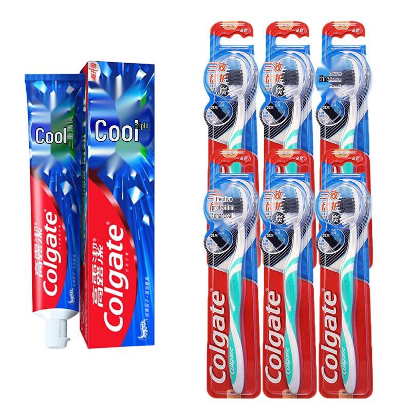 Colgate Ice Fresh Mint Toothpaste 180g & 6-Count Triple Action Toothbrushes