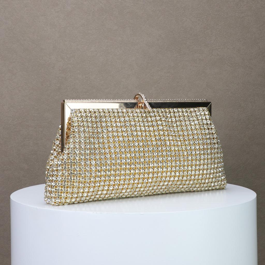 2026 Dinner bag handmade rhinestone button evening bag clutch bag banquet bag diamond dinner bag