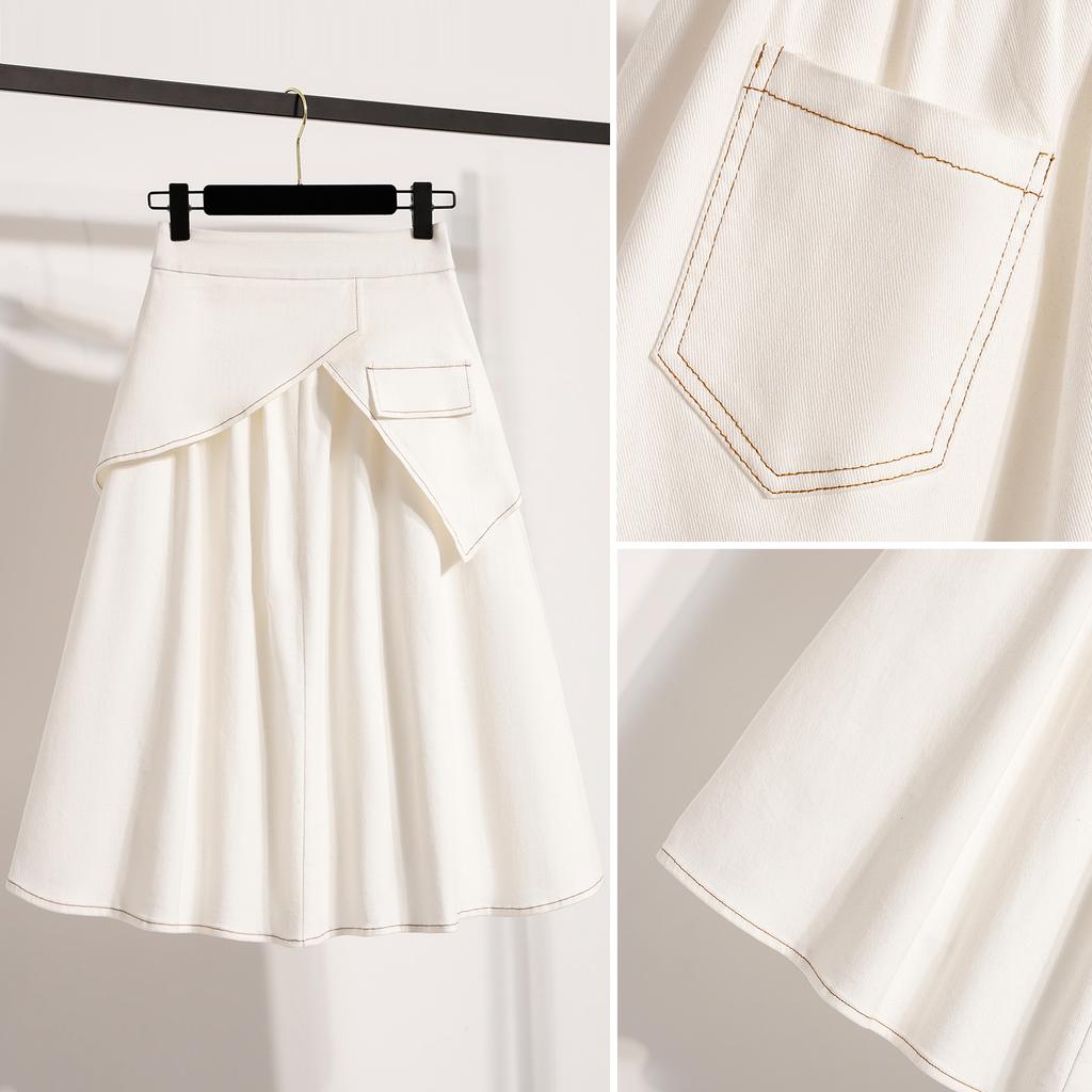 DIMANAF 2026 Plus Size Summer Skirts Women A-Line Cotton Fashion Lady Casual Elegant Long Skirt