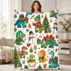 Christmas Dinosaurs Snowmen Coral Fleece Blanket Holiday Decor