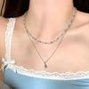 New Fashion Water Droplet Pendant Double Layered Transparent Crystal Choker Necklace For Women Aesthetic Neck Jewelry Accessory