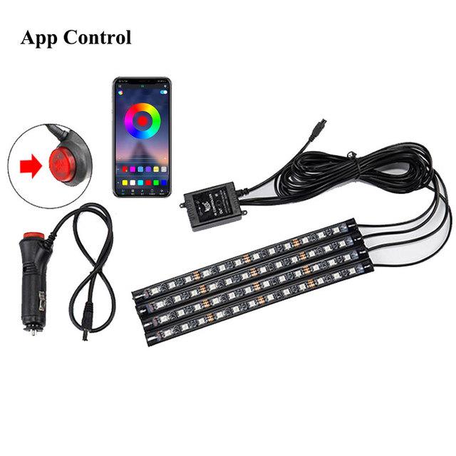 

LED Car Foot Light Ambient Lamp Remote/Music/Voice Control Interior Floor Foot Decoration Light Cigarette LED Atmosphere RGB