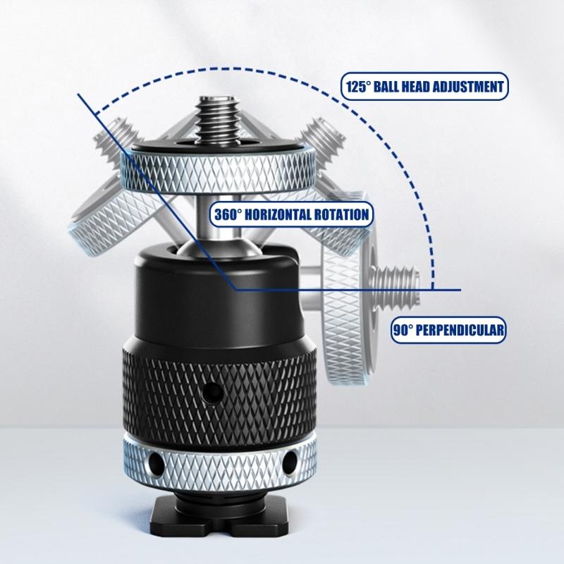 Aluminum Construction Universal Rotating Cold Shoe Adapter with 1/4in Screw For Camera Phone And Monitor
