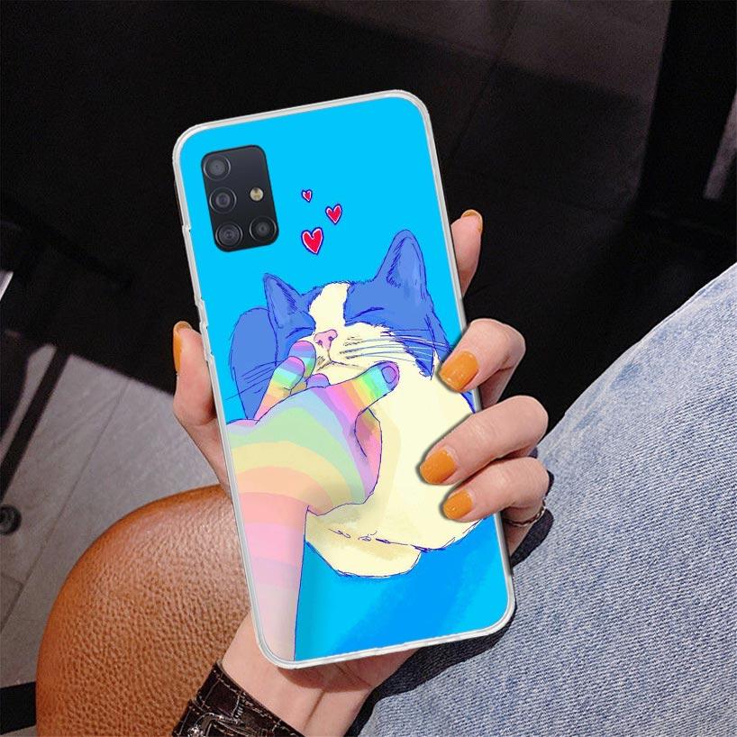 Cat Cute Kitten Cartoon Phone Case For Samsung Galaxy A52 A32 A22 A12 A51 A31 A50S A30S A20S A10S Note 20 Ultra 10 Plus S10 A72