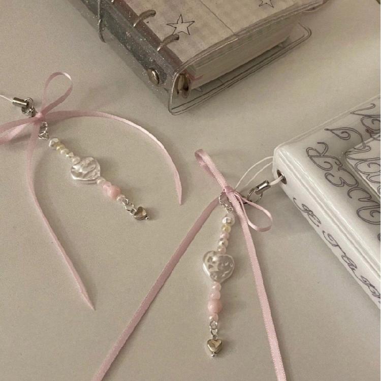 Colorful Beaded Keychain Acrylic Alloy Phone Charm Fashionable Keyring Pendant Accessory Stylish Key Chain Ornament