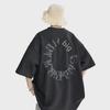 Men's Trendy Oversized Gray Suede T-Shirt, Short-Sleeve, Round Neck, Niche Heavyweight Design