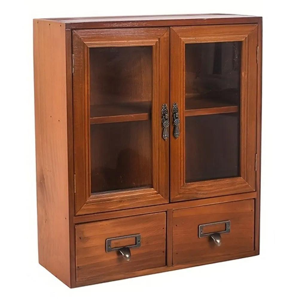 Komoda s prosklenými dvířky zásuvkového typu, severský stojan na vystavení panenek a figurek, pokoj