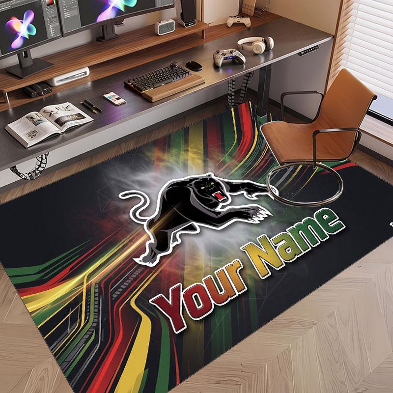 Custom Rug Penrith Panthers Pattern Print Name Text Soft Non‑Slip Floor Carpet for Home Indoor Decoration