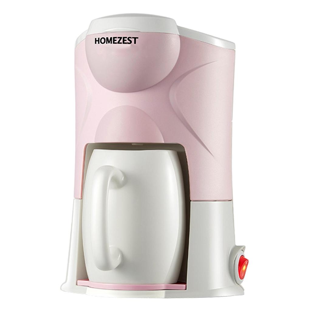 

Кофеварка с чашкой, американская кофемашина, кофеварка из нержавеющей стали, одноразовая с чашкой для дома, офиса, личного пользования розовый