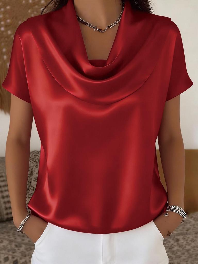 Women's 2025 Batwing Sleeve Drape Top - Short-Sleeved, Versatile & Casual