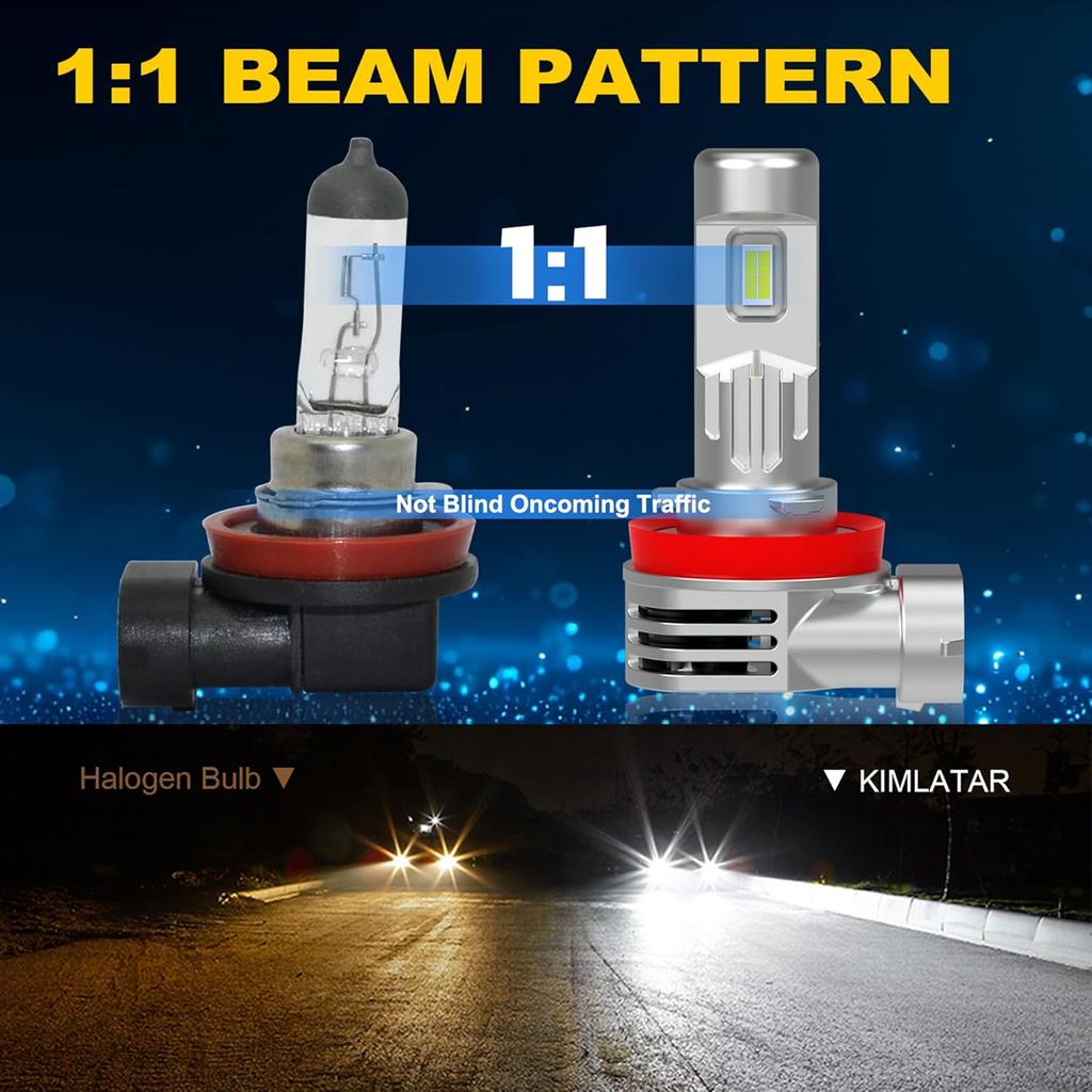 Latest H11 Light Bulb,Upgraded 900% Super Bright With Fan Cooling,60000LM Brightness, Real 1:1 Halogen Size,Plug And Play 10-Year Lifespan,