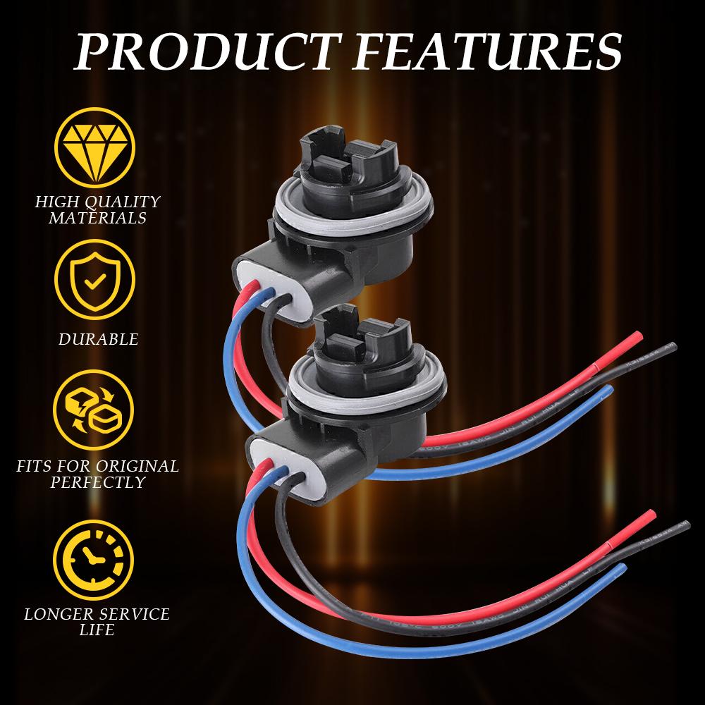 

2Pcs 3157 T25 Bulb Socket Brake Front Turn Signal Light Harness Wire Plug Connector 3357 3047 3057 3155 4057 3457 Socket Base United States