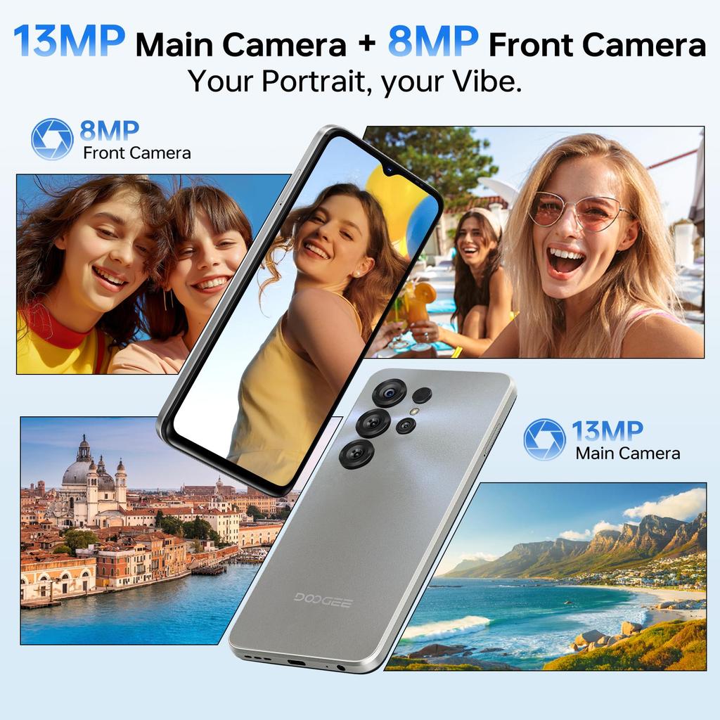 DOOGEE NOTE56XPRO Android 16 Smartphone, 32GB RAM+128GB ROM/2TB Smartphone, 6150mAh Smartphone 8.45mm Slim, 6.56" HD+ Display, 13MP+8MP, NFC/Gemini AI