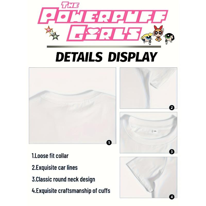 Taglia europea, T-shirt Grafica THE POWERPUFF da Donna, Maglietta Casual a Maniche Corte con Girocollo, Lavabile in Lavatrice