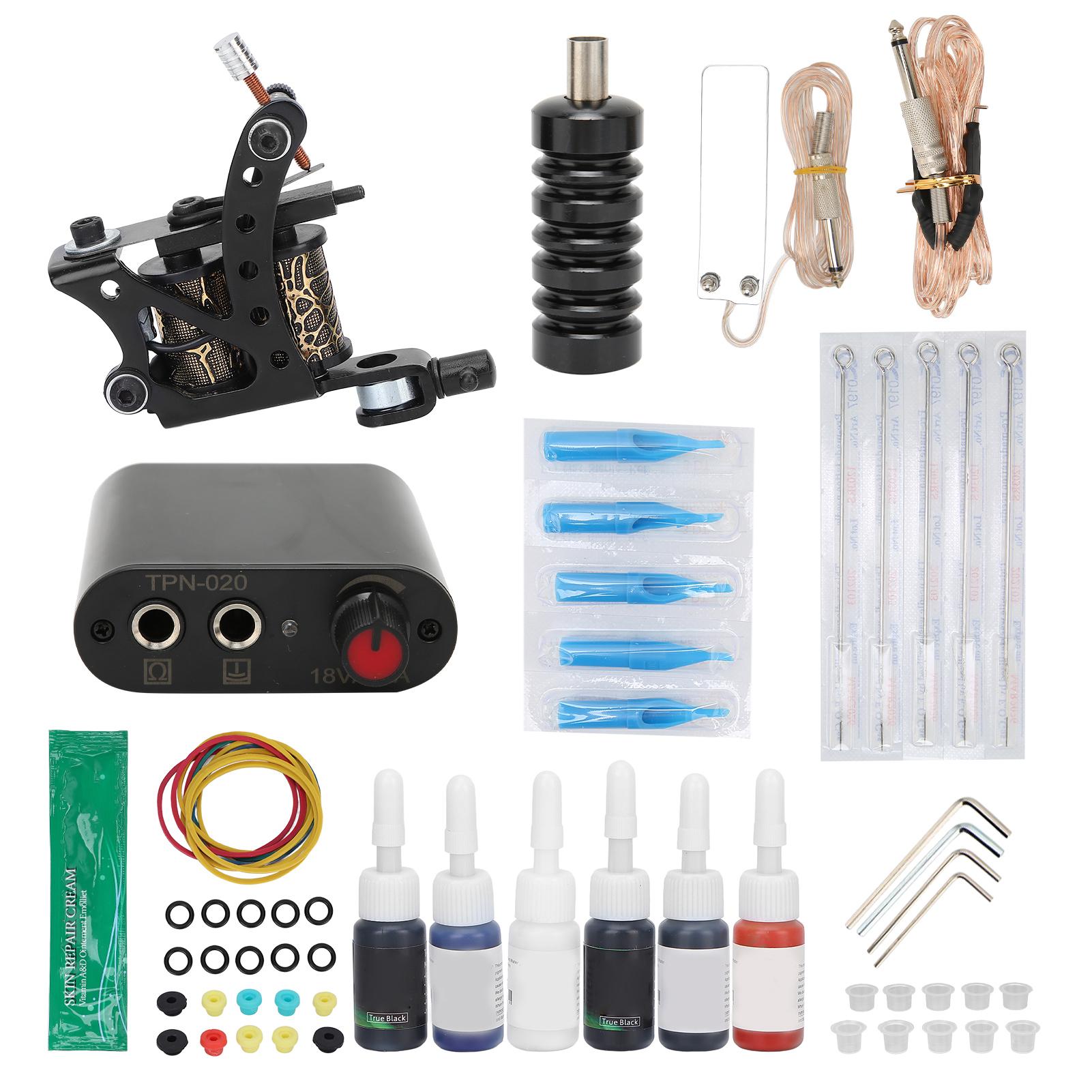 

8-витковая катушка для татуировки, набор игл для тату-техники, блок питания, педаль, профессиональная EU Plug