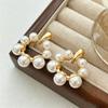 Gold Geometric French Retro Pearl Earrings: Fashionable, Versatile, and Luxurious for Women