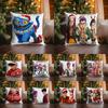 KPop Demon Hunters Blue Cat wearing Christmas Hat with Colorful Lights Christmas Pillowcase fashion Home Decoration